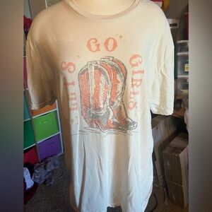 Women's Cream Graphic Tee with 'Let’s Go Girls' Design